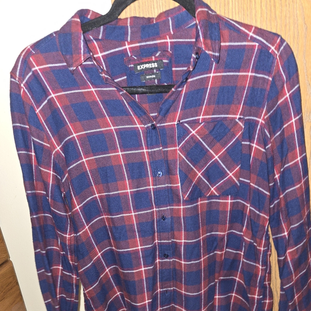 Express Plaid Shirt in Blue and Red